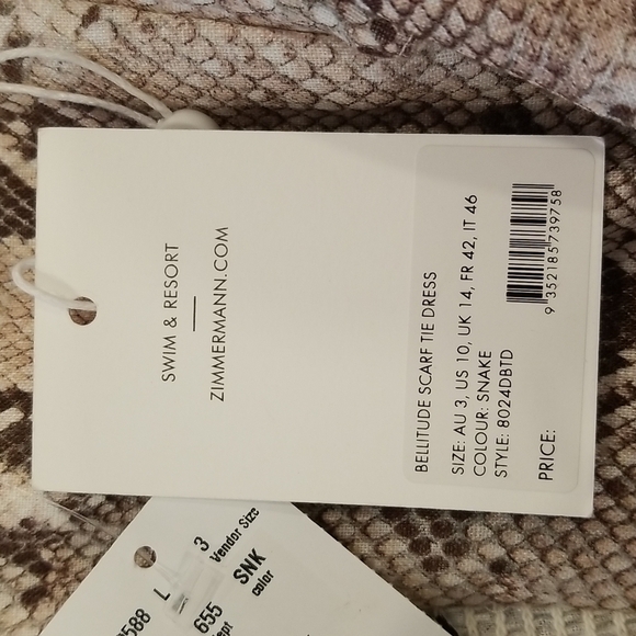 💕ZIMMERMANN💕 Bellitude Cutout Snake-Print Linen Midi Dress US 10 NWT - Picture 16 of 17